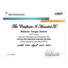 Certificado Tyco Electronics